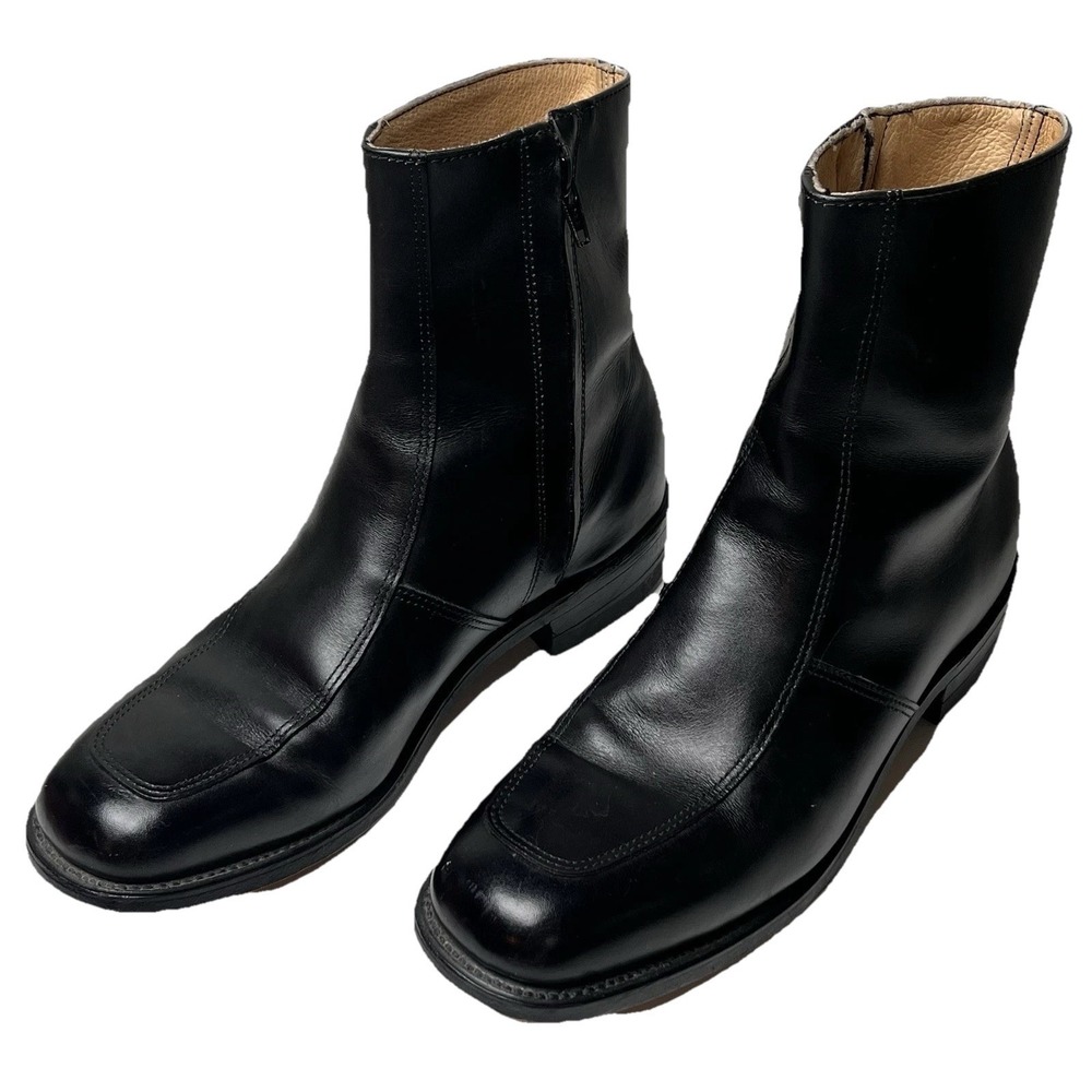 Executive Imperial Side Zip Boots Mens 6.5 Black Leather Apron Toe Ankle Classic